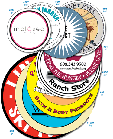 Round Corner Labels Sample Sizes and Shapes - Group Two