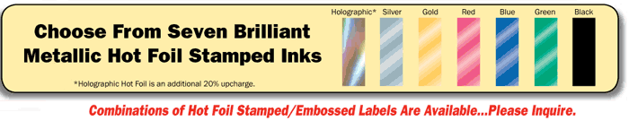 Hot Foil Stamped & Blind Embossed Label Pricing