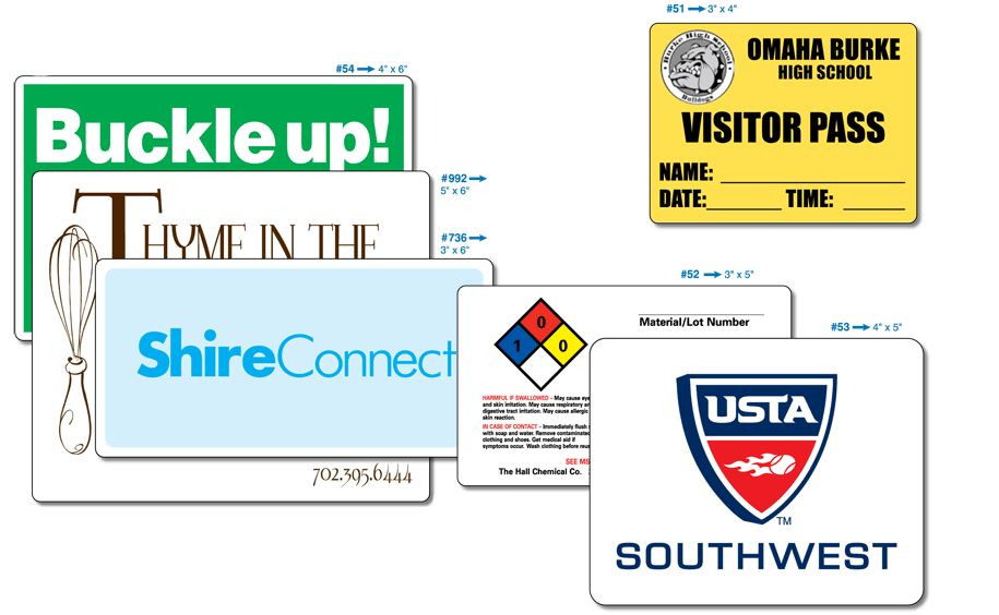 Round Corner Labels Sample Sizes and Shapes - Group Nine