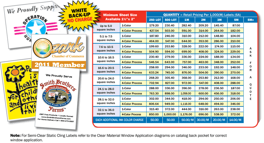 Static Cling Decals Pricing