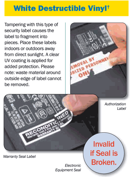 Tamper Evident Label - Group Two